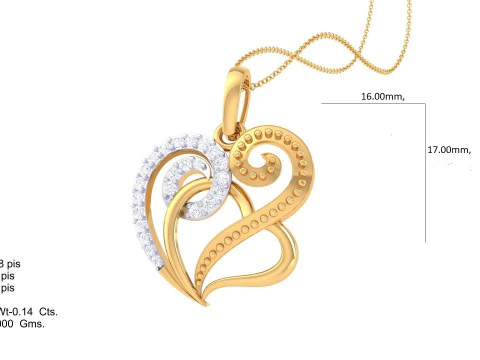 3D Printable Cad jewelry design of Lady diamond Pendant 3D Model