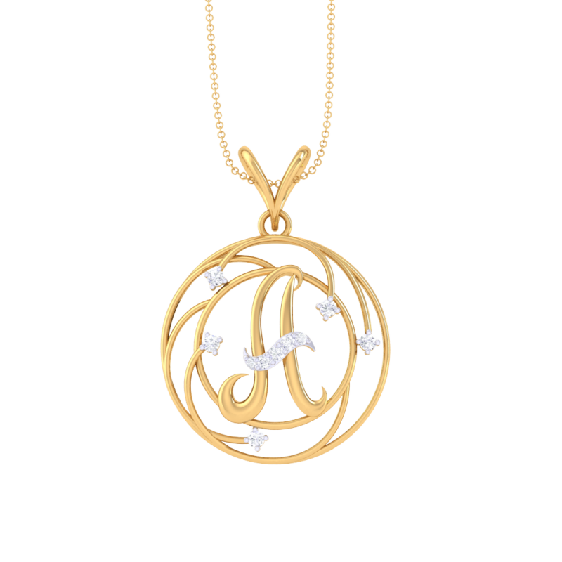 3D Printable Cad jewelry design of Lady diamond Pendant Letter model Model 3D .c4d .max .obj .3ds .fbx .stl .blend