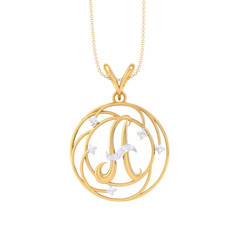 3D Printable Cad jewelry design of Lady diamond Pendant Letter model 3D Model .c4d .max .obj .3ds .fbx .stl .blend 