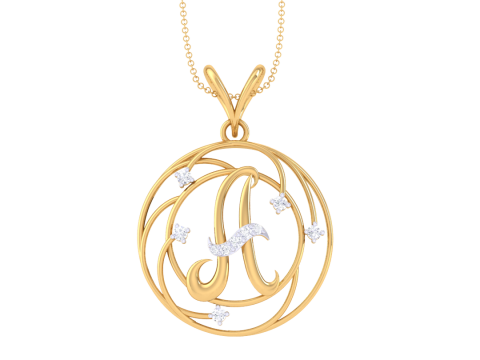 3D Printable Cad jewelry design of Lady diamond Pendant Letter model 3Dモデル