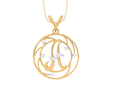 3D Printable Cad jewelry design of Lady diamond Pendant Letter model 3D Model