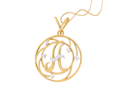 3D Printable Cad jewelry design of Lady diamond Pendant Letter model Model 3D
