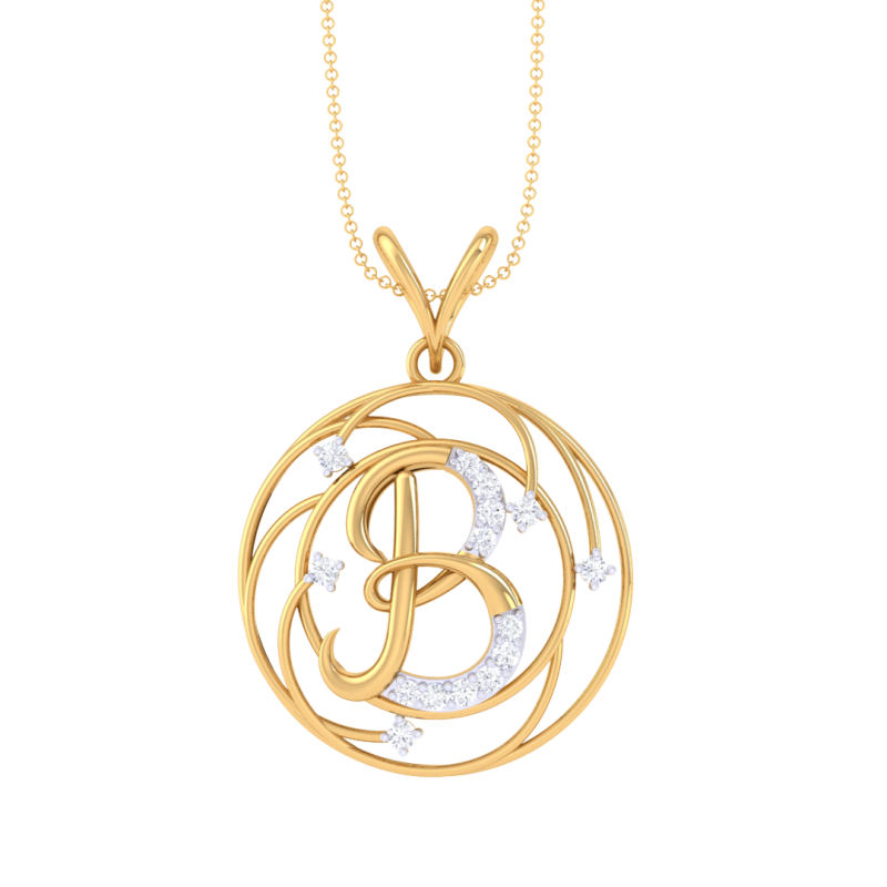3D Printable Cad jewelry design of Lady diamond Pendant Letter model 3D-Modell .c4d .max .obj .3ds .fbx .stl .blend