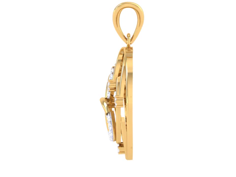 3D Printable Cad jewelry design of Lady diamond Pendant Letter model 3D Model