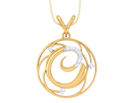 3D Printable Cad jewelry design of Lady diamond Pendant Letter model 3D Model