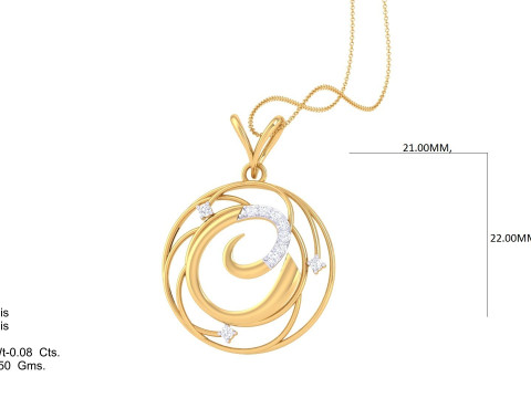 3D Printable Cad jewelry design of Lady diamond Pendant Letter model 3D मॉडल