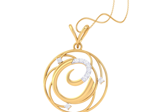 3D Printable Cad jewelry design of Lady diamond Pendant Letter model 3D मॉडल