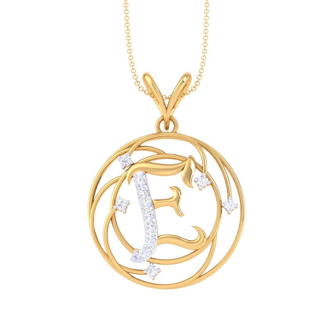 3D Printable Cad jewelry design of Lady diamond Pendant Letter model 3D Model .c4d .max .obj .3ds .fbx .stl .blend 