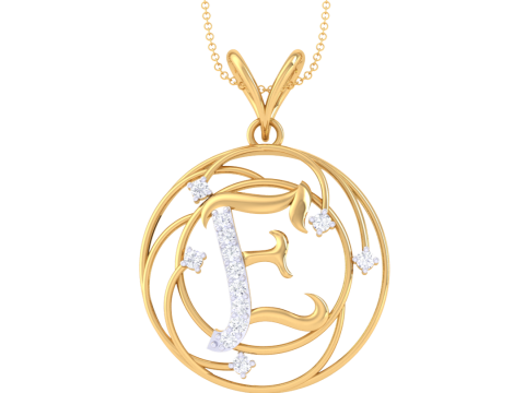 3D Printable Cad jewelry design of Lady diamond Pendant Letter model 3D Model