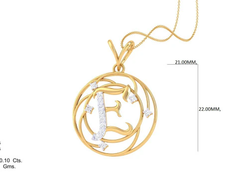 3D Printable Cad jewelry design of Lady diamond Pendant Letter model 3D Model