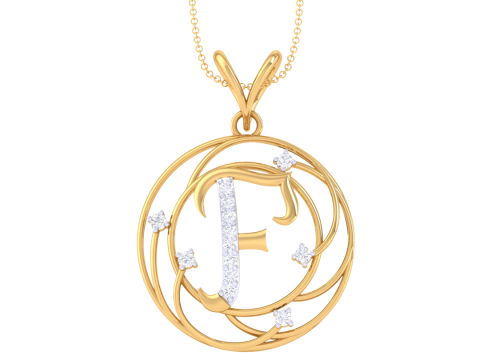 3D Printable Cad jewelry design of Lady diamond Pendant Letter model 3D Model