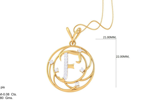 3D Printable Cad jewelry design of Lady diamond Pendant Letter model 3D मॉडल