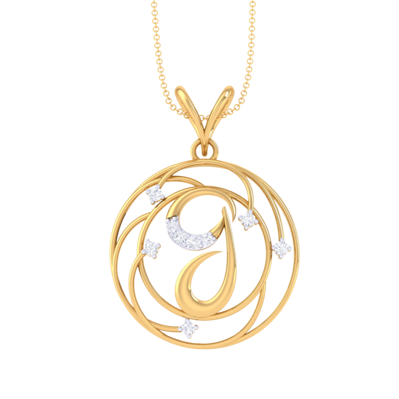 3D Printable Cad jewelry design of Lady diamond Pendant Letter model Modello 3D .c4d .max .obj .3ds .fbx .stl .blend