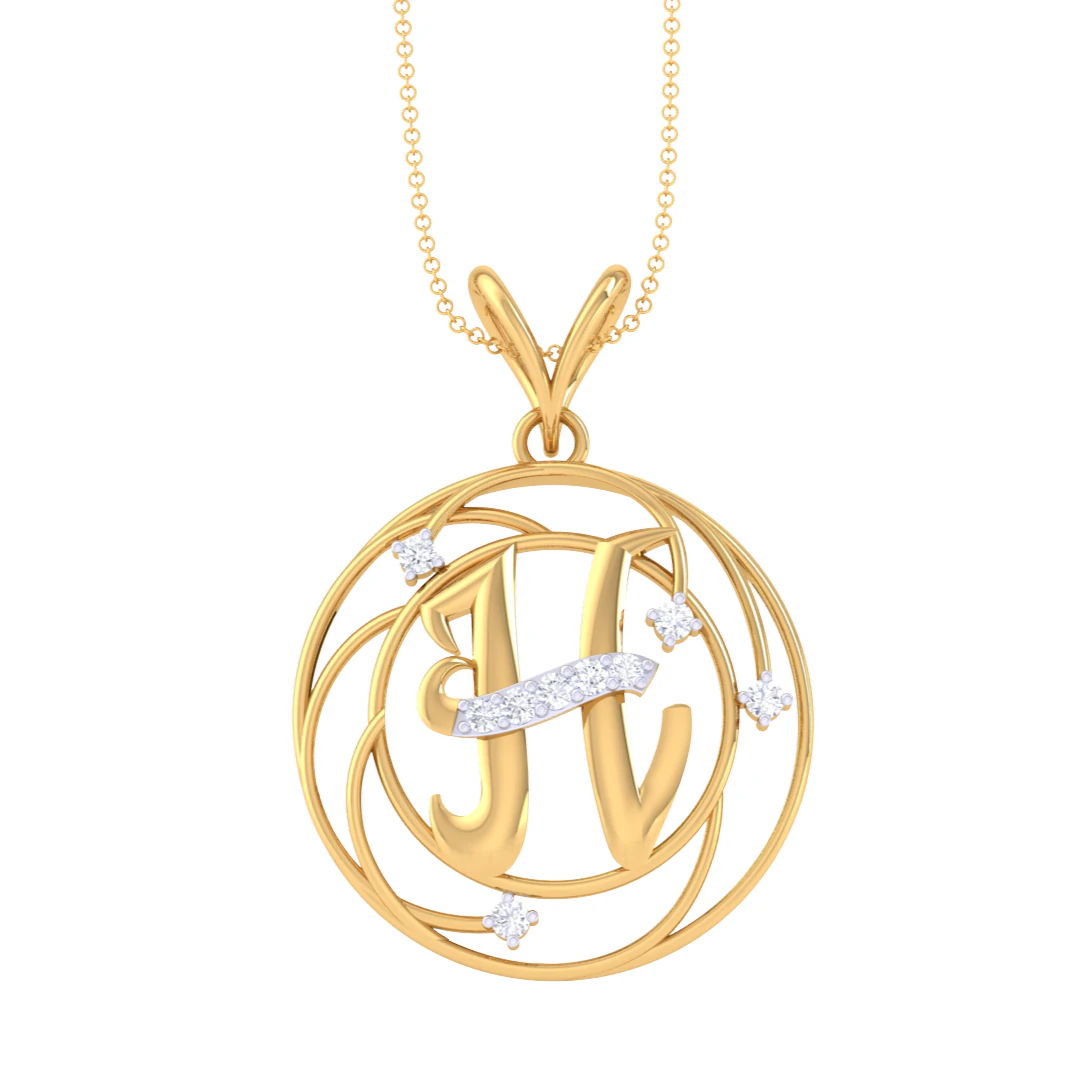 3D Printable Cad jewelry design of Lady diamond Pendant Letter model 3D Model .c4d .max .obj .3ds .fbx .stl .blend 