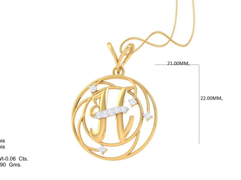 3D Printable Cad jewelry design of Lady diamond Pendant Letter model 3D Model