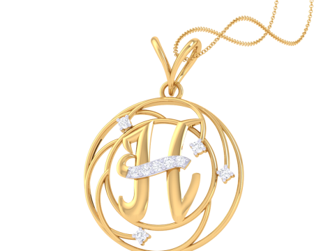 3D Printable Cad jewelry design of Lady diamond Pendant Letter model 3D Model