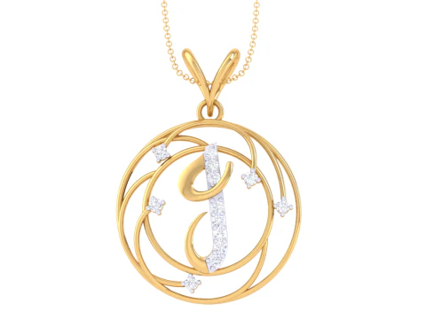 3D Printable Cad jewelry design of Lady diamond Pendant Letter model 3D Model