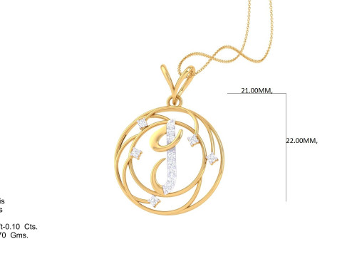 3D Printable Cad jewelry design of Lady diamond Pendant Letter model Modelo 3D