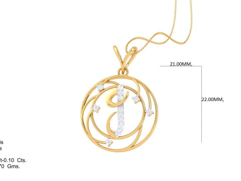 3D Printable Cad jewelry design of Lady diamond Pendant Letter model 3D Model