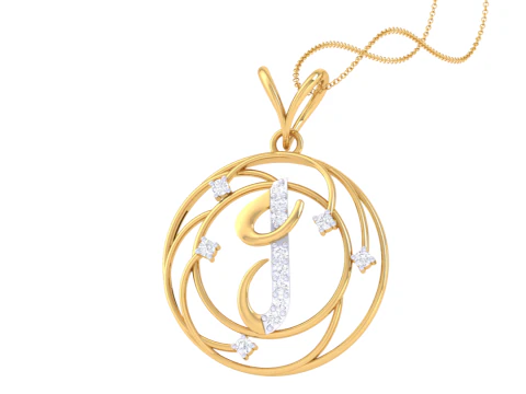 3D Printable Cad jewelry design of Lady diamond Pendant Letter model 3D Model