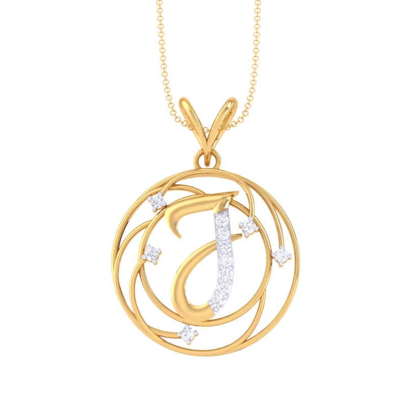 3D Printable Cad jewelry design of Lady diamond Pendant Letter model Modelo 3D .c4d .max .obj .3ds .fbx .stl .blend