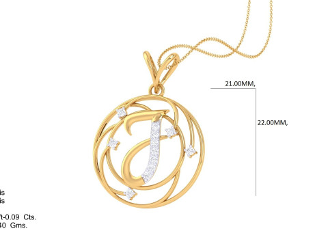 3D Printable Cad jewelry design of Lady diamond Pendant Letter model Modelo 3D