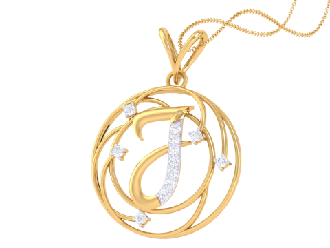 3D Printable Cad jewelry design of Lady diamond Pendant Letter model Modelo 3D