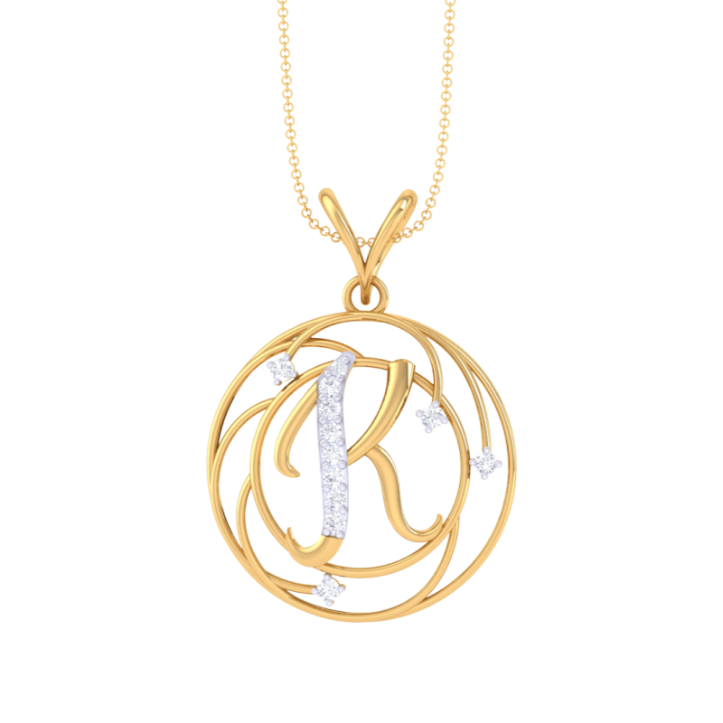 3D Printable Cad jewelry design of Lady diamond Pendant Letter model Modèle 3D .c4d .max .obj .3ds .fbx .stl .blend