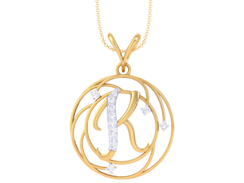 Design de joias Cad imprim&iacute;vel de carta com pingente de diamante Lady Modelo 3D Modelo 3D