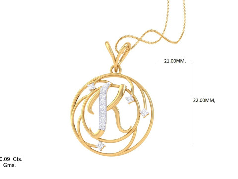 3D Printable Cad jewelry design of Lady diamond Pendant Letter model Modèle 3D