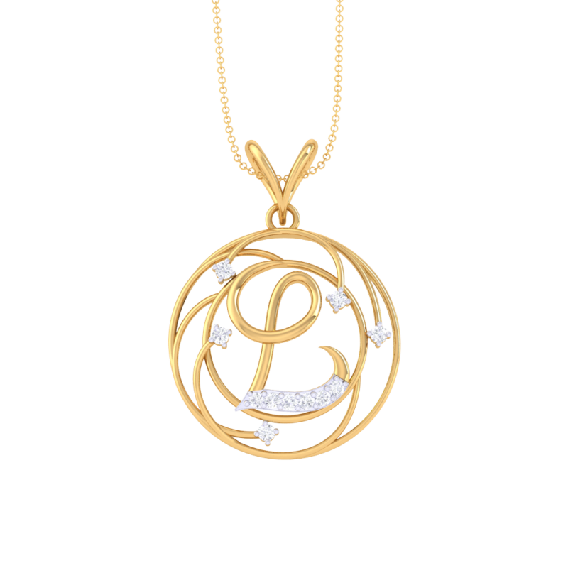 3D Printable Cad jewelry design of Lady diamond Pendant Letter model 3D Модель .c4d .max .obj .3ds .fbx .stl .blend