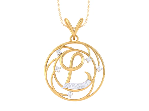 3D Printable Cad jewelry design of Lady diamond Pendant Letter model 3D Model