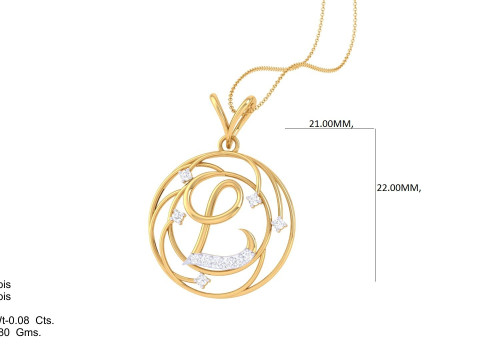 3D Printable Cad jewelry design of Lady diamond Pendant Letter model 3D Модель