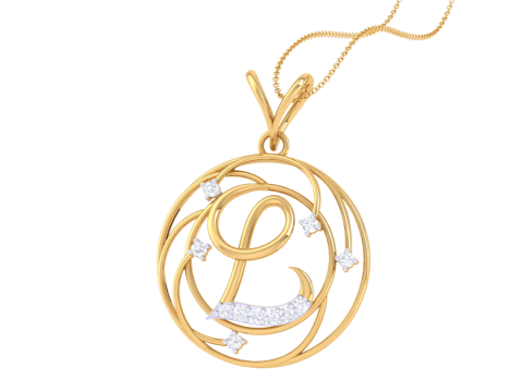 3D Printable Cad jewelry design of Lady diamond Pendant Letter model 3D Модель