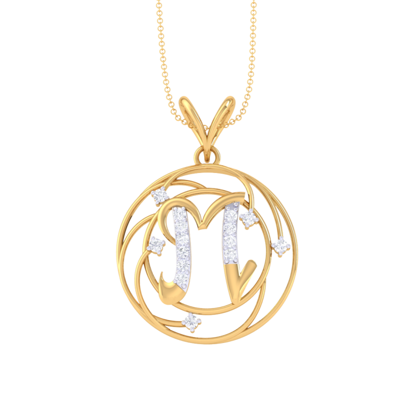 3D Printable Cad jewelry design of Lady diamond Pendant Letter model 3D 모델 .c4d .max .obj .3ds .fbx .stl .blend