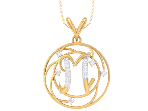 3D Printable Cad jewelry design of Lady diamond Pendant Letter model Modello 3D