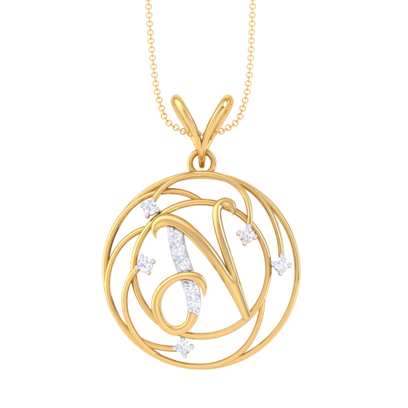 3D Printable Cad jewelry design of Lady diamond Pendant Letter model Model 3D .c4d .max .obj .3ds .fbx .stl .blend 