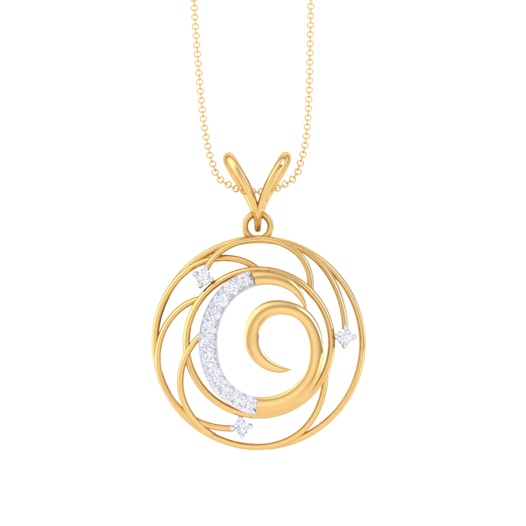 3D Printable Cad jewelry design of Lady diamond Pendant Letter model 3D Model .c4d .max .obj .3ds .fbx .stl .blend