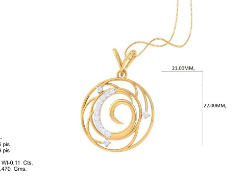 3D Printable Cad jewelry design of Lady diamond Pendant Letter model 3D Модель