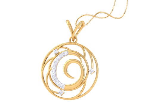 3D Printable Cad jewelry design of Lady diamond Pendant Letter model 3D Модель