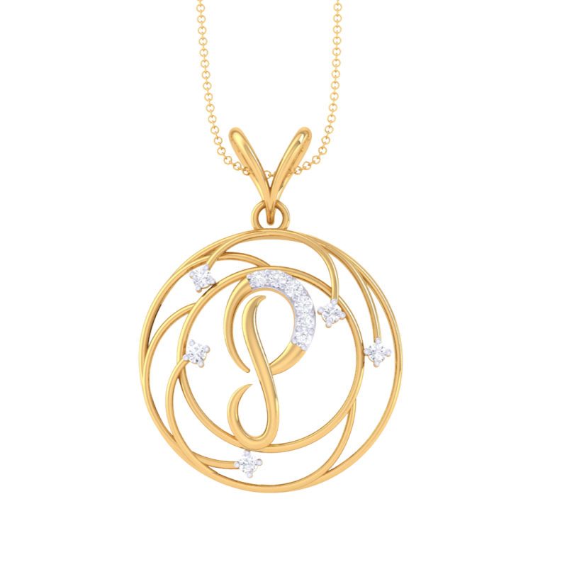 3D Printable Cad jewelry design of Lady diamond Pendant Letter model Modello 3D .c4d .max .obj .3ds .fbx .stl .blend