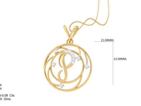 3D Printable Cad jewelry design of Lady diamond Pendant Letter model Modello 3D