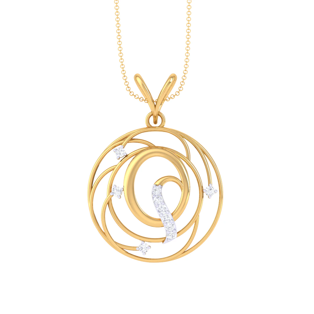 3D Printable Cad jewelry design of Lady diamond Pendant Letter model 3D Model .c4d .max .obj .3ds .fbx .stl .blend 