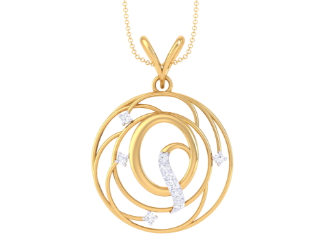 3D Printable Cad jewelry design of Lady diamond Pendant Letter model 3D Model