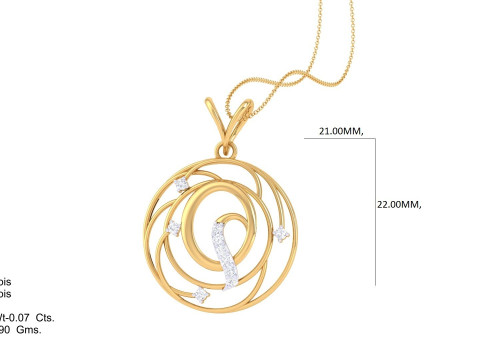 3D Printable Cad jewelry design of Lady diamond Pendant Letter model 3D Model