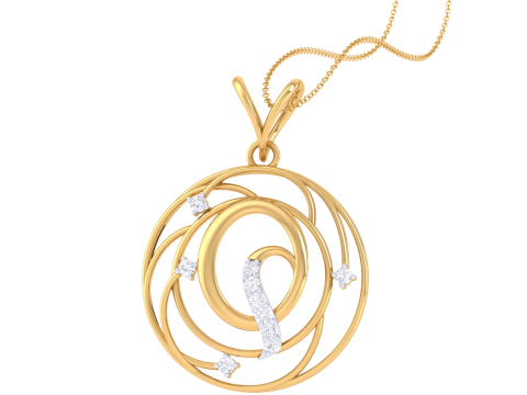 3D Printable Cad jewelry design of Lady diamond Pendant Letter model 3D Model