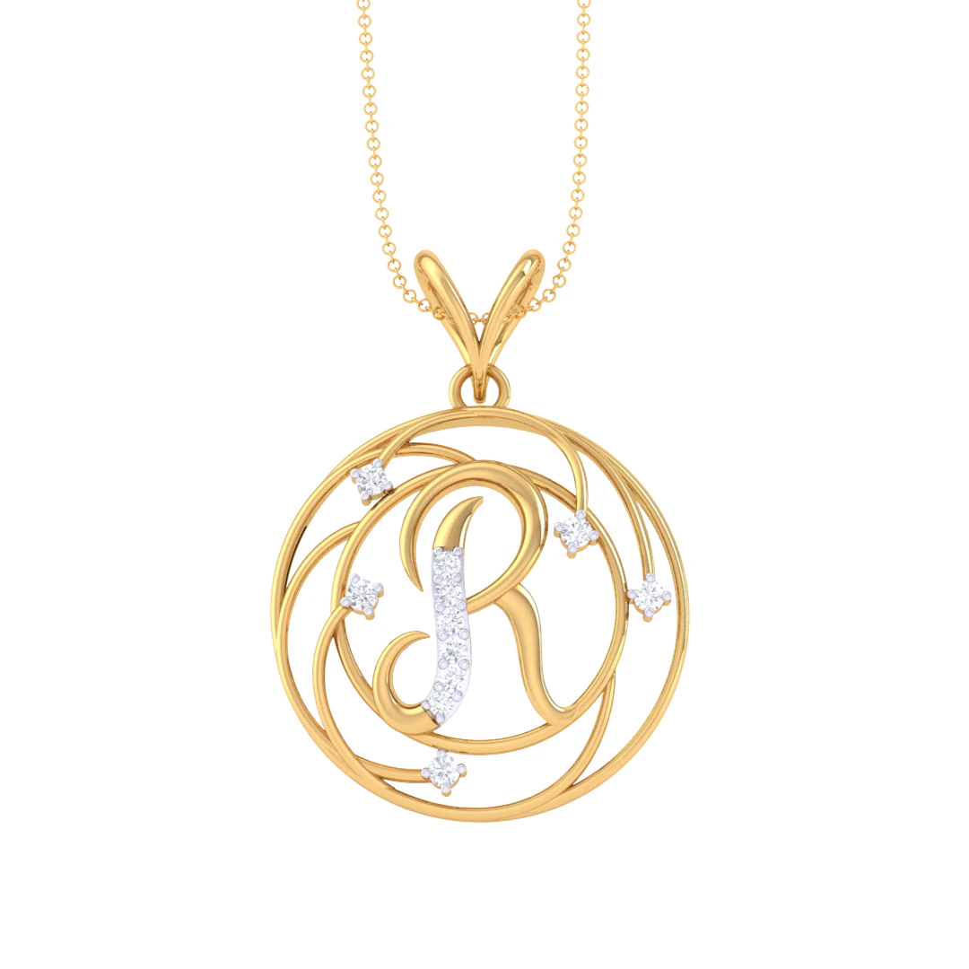 3D Printable Cad jewelry design of Lady diamond Pendant Letter model 3D Model .c4d .max .obj .3ds .fbx .stl .blend 