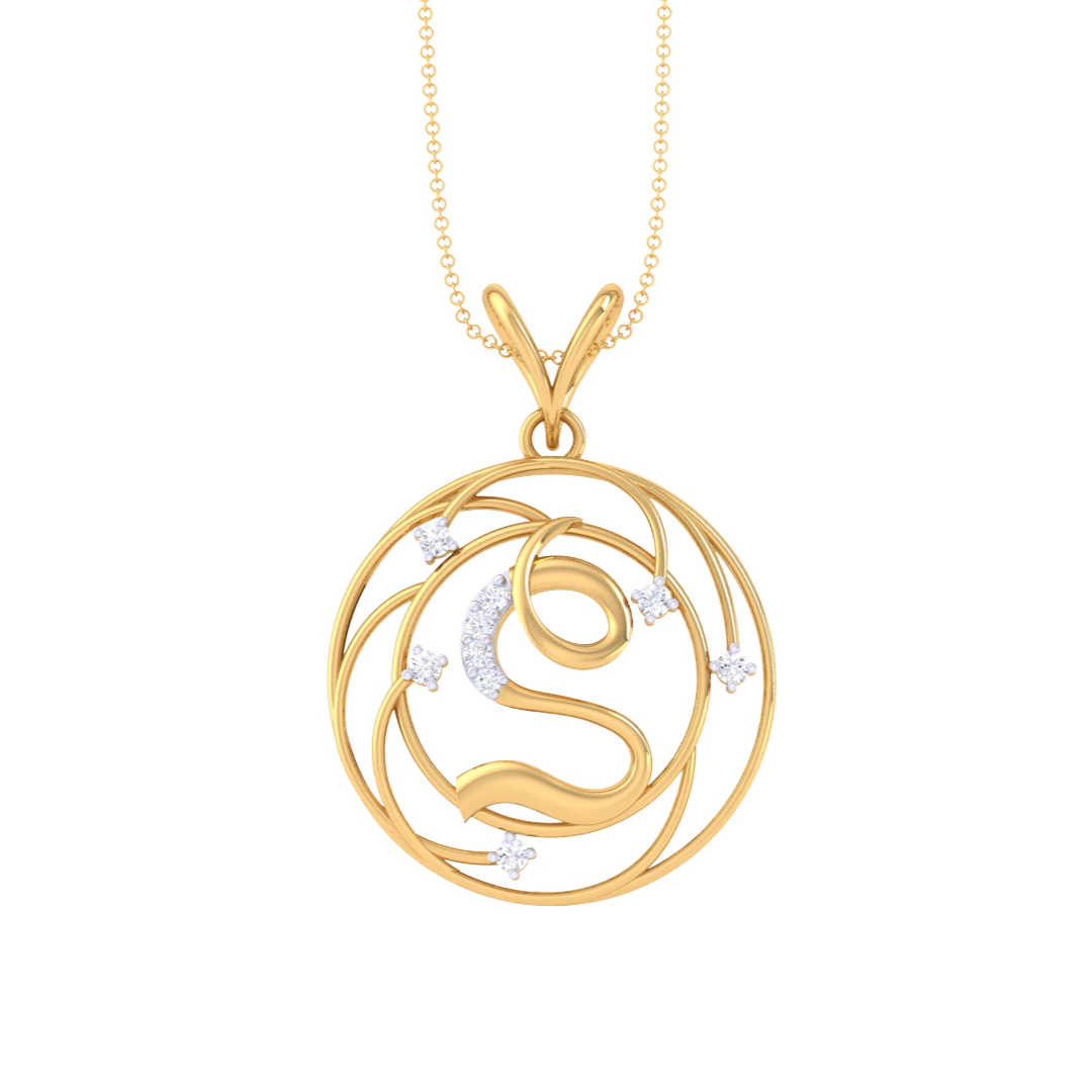 3D Printable Cad jewelry design of Lady diamond Pendant Letter model 3D Model .c4d .max .obj .3ds .fbx .stl .blend