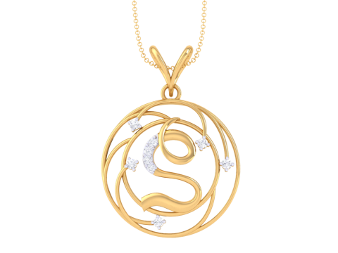3D Printable Cad jewelry design of Lady diamond Pendant Letter model 3D Model