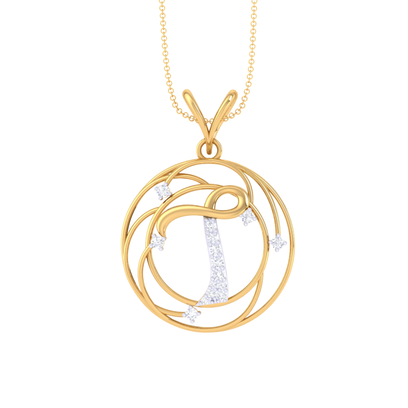 3D Printable Cad jewelry design of Lady diamond Pendant Letter model 3D-Modell .c4d .max .obj .3ds .fbx .stl .blend